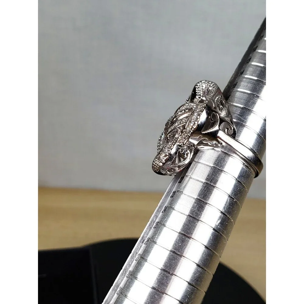 Unique Bow Infinity Baguette Cut CZ 925 Silver Cluster Cocktail Ring Size 9.25